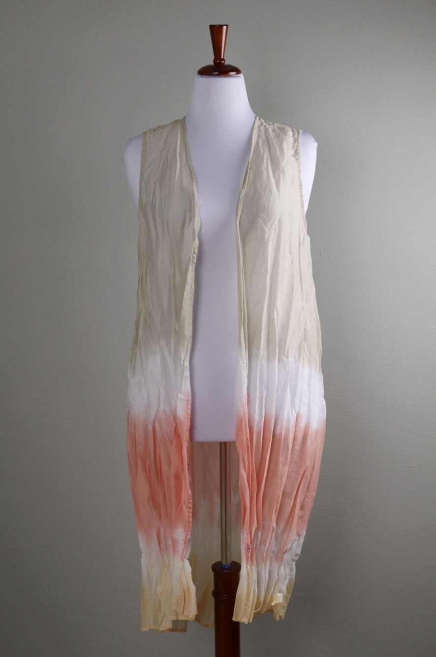 CHICO'S NWT Crinkle Tie Dye Dramatic Vest Top Size 2 US Large 12 / 14 Large